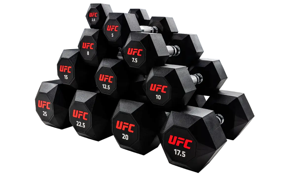 Комплект обрезиненных октагональных гантелей 5 пар от 10 до 20 кг UFC Octagon Dumbbell