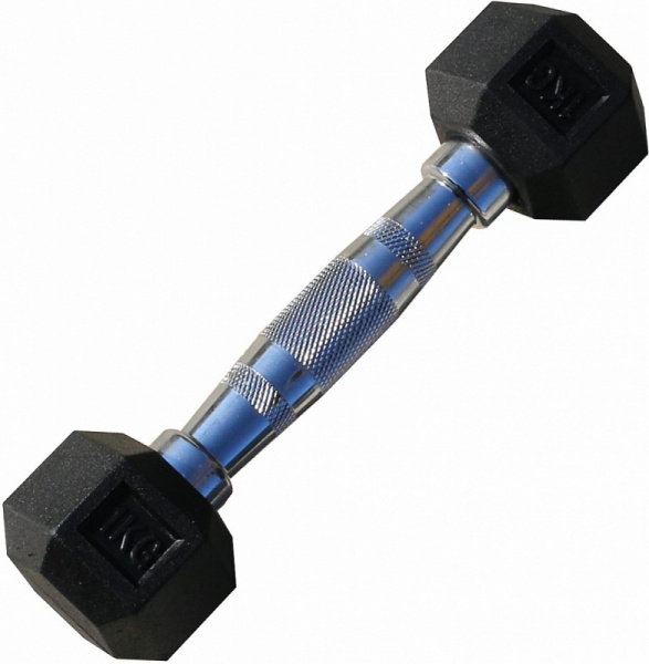 Гантель гексагональная обрезиненная PROFI-FIT 1 кг