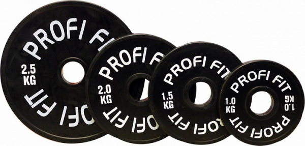 Диск для штанги каучуковый, черный D51 мм PROFI-FIT 1 кг
